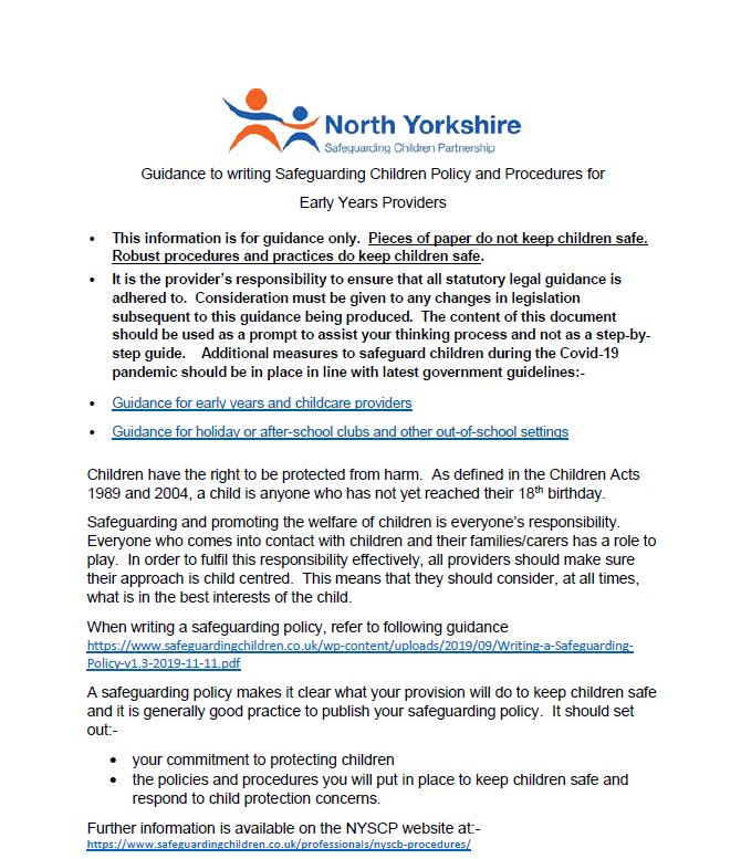 Early Years Policies And Procedures